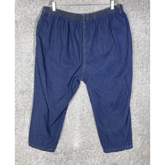 Roamans Elastic Waist Pull On Jeans Womens Size 28W Petite Blue Denim Pockets - Picture 2 of 8